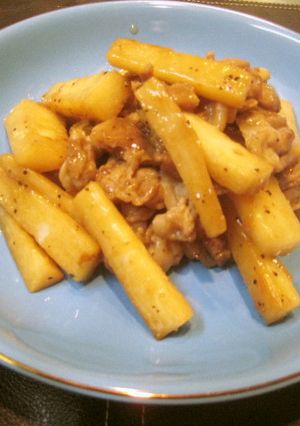 山芋と豚肉の酢醤油炒め-レシピのメイン写真