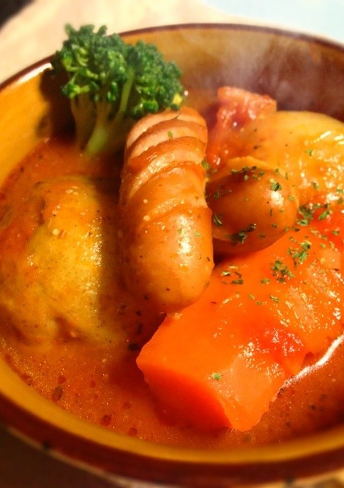 大きめ野菜の簡単トマトスープ-レシピのメイン写真