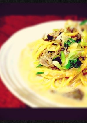 いろいろキノコと九条ネギの豆乳パスタ-レシピのメイン写真