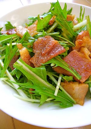 焼肉のタレで簡単♪水菜とベーコンのサラダ-レシピのメイン写真
