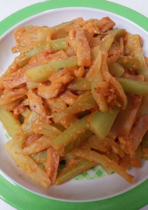 ブロッコリーの芯のケチャップ焼き-レシピのメイン写真