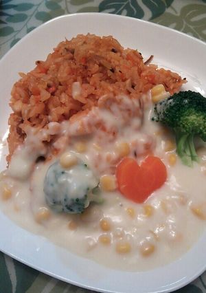 ホワイトラブピラフ☆（チキンライス）♪-レシピのメイン写真