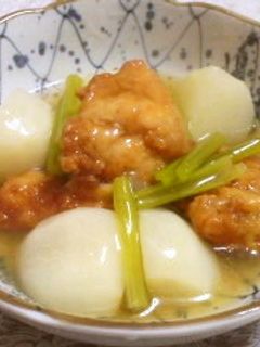 簡単!カブと鶏から揚げのトロッと煮-レシピのメイン写真
