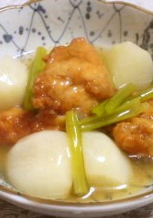 簡単！カブと鶏から揚げのトロッと煮-レシピのメイン写真