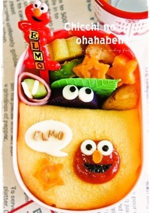 *キャラ弁* オムライスDEエルモ-レシピのメイン写真