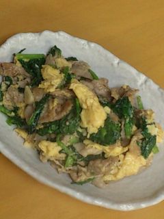 *とろ~り半熟卵の小松菜と豚肉炒め-レシピのメイン写真