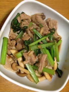 小松菜、しめじ、豚バラ肉の炒め物-レシピのメイン写真