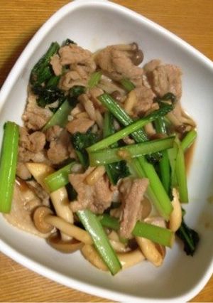 小松菜、しめじ、豚バラ肉の炒め物-レシピのメイン写真