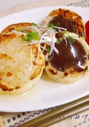 蓮根と椎茸のつくねバーグ-レシピのメイン写真