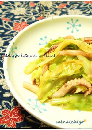 キャベツとイカのにんにくマヨ醤油炒め-レシピのメイン写真