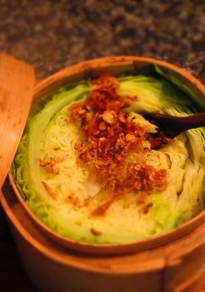 電子レンジ蒸しキャベツ桜海老ソースかけ♪-レシピのメイン写真