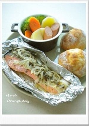 鮭マリネのホイル焼き♢バジル風味-レシピのメイン写真