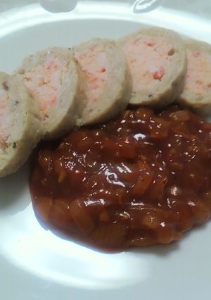 エビの鶏肉ロール　トマトソースあえ-レシピのメイン写真