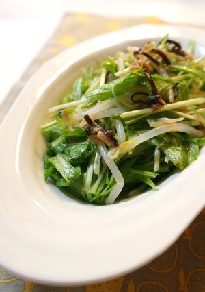 柚子胡椒香る水菜ともやしの塩昆布ツナ和え-レシピのメイン写真