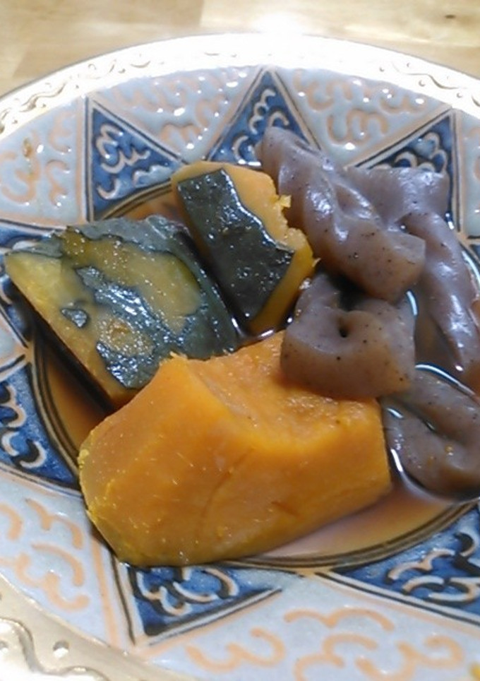 かぼちゃと手綱こんにゃくの煮物-レシピのメイン写真