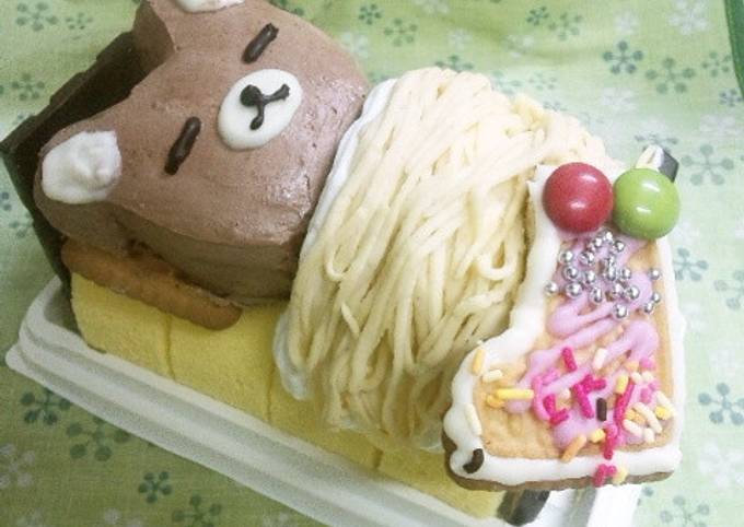ロールケーキデコ☆くまさん by とむきーふぁ 【クックパッド】 簡単 