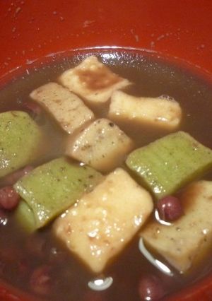 粟胡麻蓬3色生麩の塩ぜんざい　京都カフェ-レシピのメイン写真