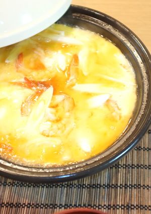 タジン鍋deエビとネギの玉子蒸しあんかけ-レシピのメイン写真