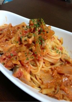 トマツナ豆乳パスタ-レシピのメイン写真