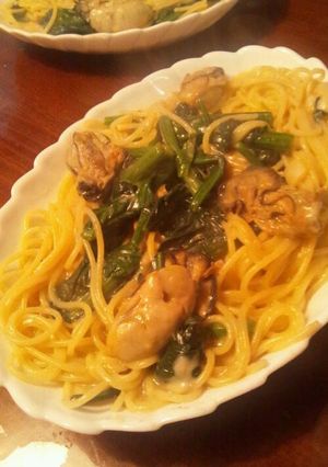 牡蠣とホウレン草のクリームパスタ-レシピのメイン写真