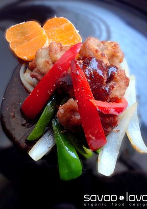 彩り野菜とみかん仕立ての酢豚-レシピのメイン写真