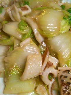 イカ一夜干しと白菜の塩麹バター炒め-レシピのメイン写真