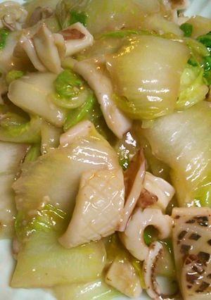 イカ一夜干しと白菜の塩麹バター炒め-レシピのメイン写真