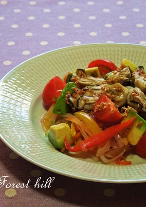 蒸し香味野菜と牡蠣のピリ辛ドレがけ-レシピのメイン写真