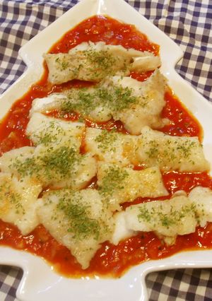 白身魚のムニエル♥トマトソース添え-レシピのメイン写真