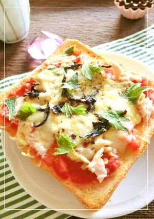 トマト（水煮）・ツナ・塩昆布のトースト-レシピのメイン写真