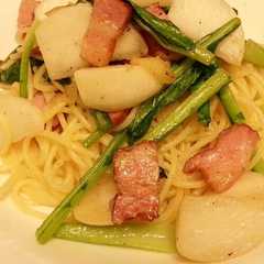 รูปของ かぶとベーコンのスパゲッティ