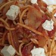 残り野菜のクリームチーズトマトパスタ