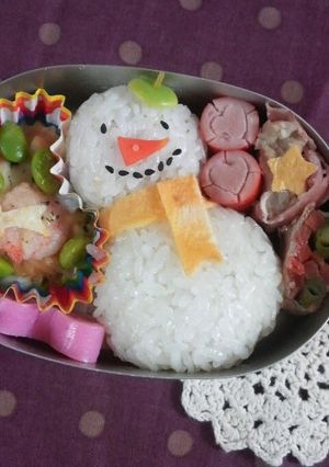 *キャラ弁*ベレー帽のゆきだるま-レシピのメイン写真