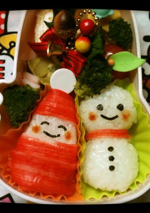 キャラ弁　サンタさんとゆきだるま-レシピのメイン写真