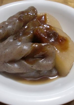手綱こんにゃくと大根の煮物みそだれ-レシピのメイン写真