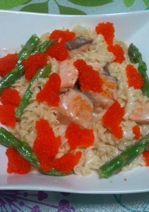 サーモンピンクのぷちぷちショートパスタ♪-レシピのメイン写真