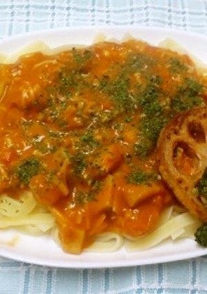 ホットミルクとレンコンで健康ナポリタン-レシピのメイン写真