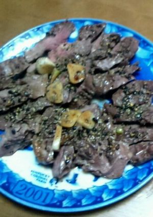 厚切り！俺流の豚ハツのペッパーステーキ風-レシピのメイン写真