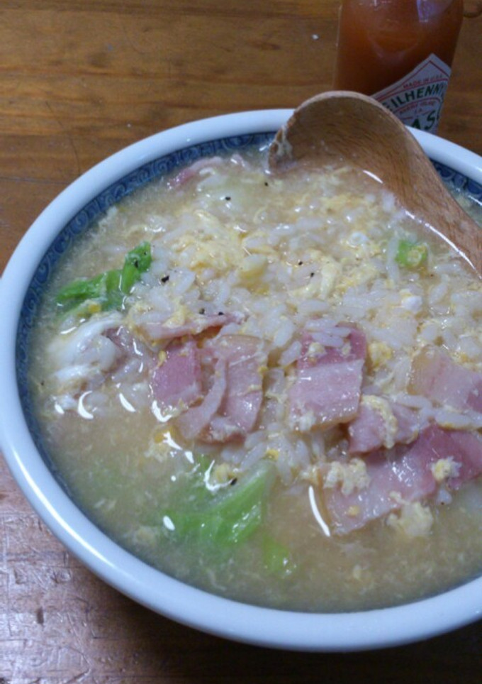 行程２つの朝ご飯☆コンソメ洋風おじや♪-レシピのメイン写真
