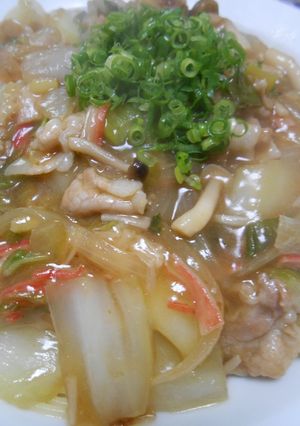 豚ばら肉・白菜入りあんかけパスタ-レシピのメイン写真