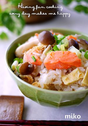 炊き込みご飯＊甘塩鮭と油揚げの生姜風味-レシピのメイン写真