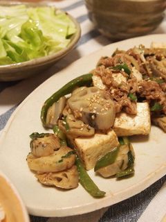 レンコンと焼き豆腐の牛肉甘辛炒め-レシピのメイン写真