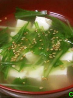 水菜と豆腐のジンジャースープ-レシピのメイン写真