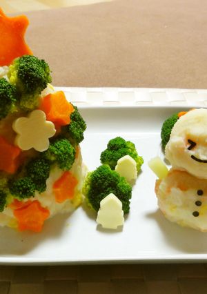 クリスマス☆ツリー＆雪だるまのサラダ☆-レシピのメイン写真
