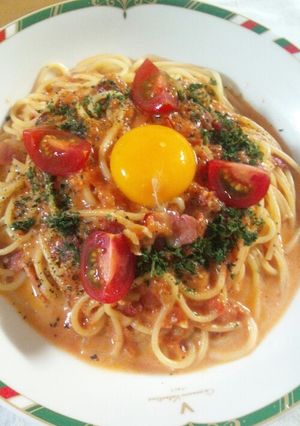 カルボナーラチリトマト風パスタ-レシピのメイン写真