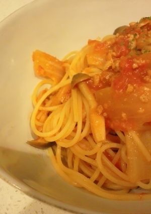 超簡単白菜のミートソース風パゲッティ。-レシピのメイン写真
