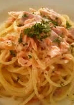 ＊ホットミルク＊鮭とベーコンの温かパスタ-レシピのメイン写真
