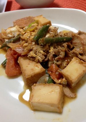 厚揚げとトマトと豚肉の卵とじ-レシピのメイン写真