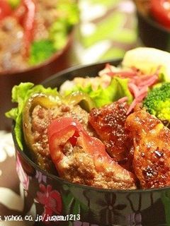 ハンバーグの種でピーマン肉詰め弁当-レシピのメイン写真