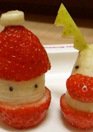 苺・バナナ・リンゴで♪サンタ&トナカイ-レシピのメイン写真